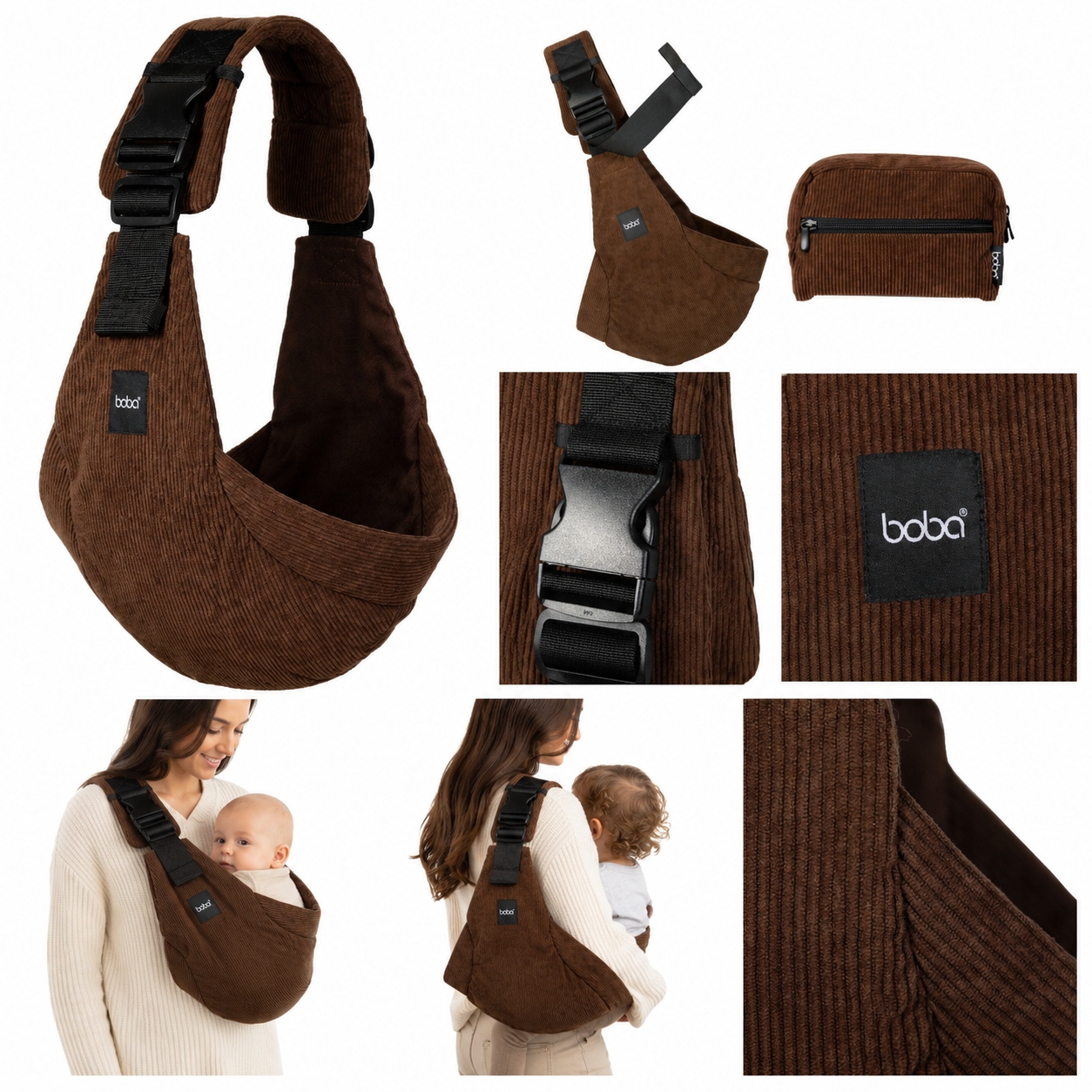 Nosidełko biodrowe Boba Buddy Sling brązowe 8-20 kg dla dziecka 9-48 mies.