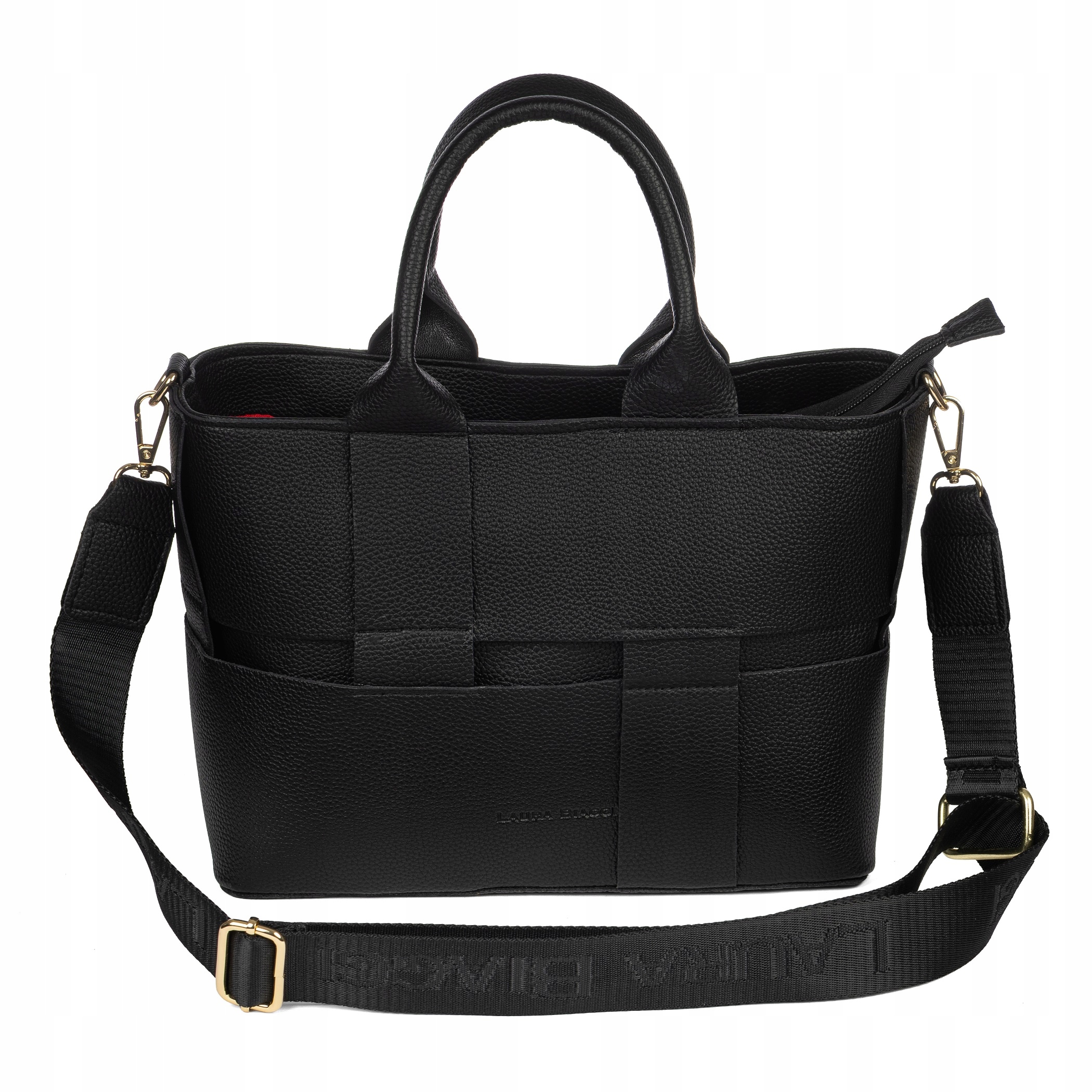 Dámská kabelka Laura Biaggi černá shopper přes rameno pásek elegantní kufřík