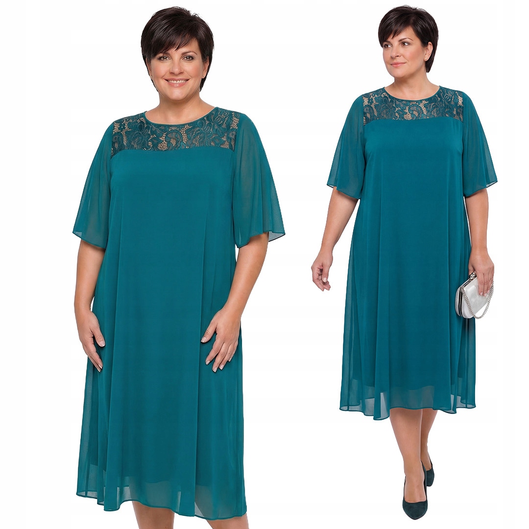 Zelená šaty s krajkou plus size velikost 54