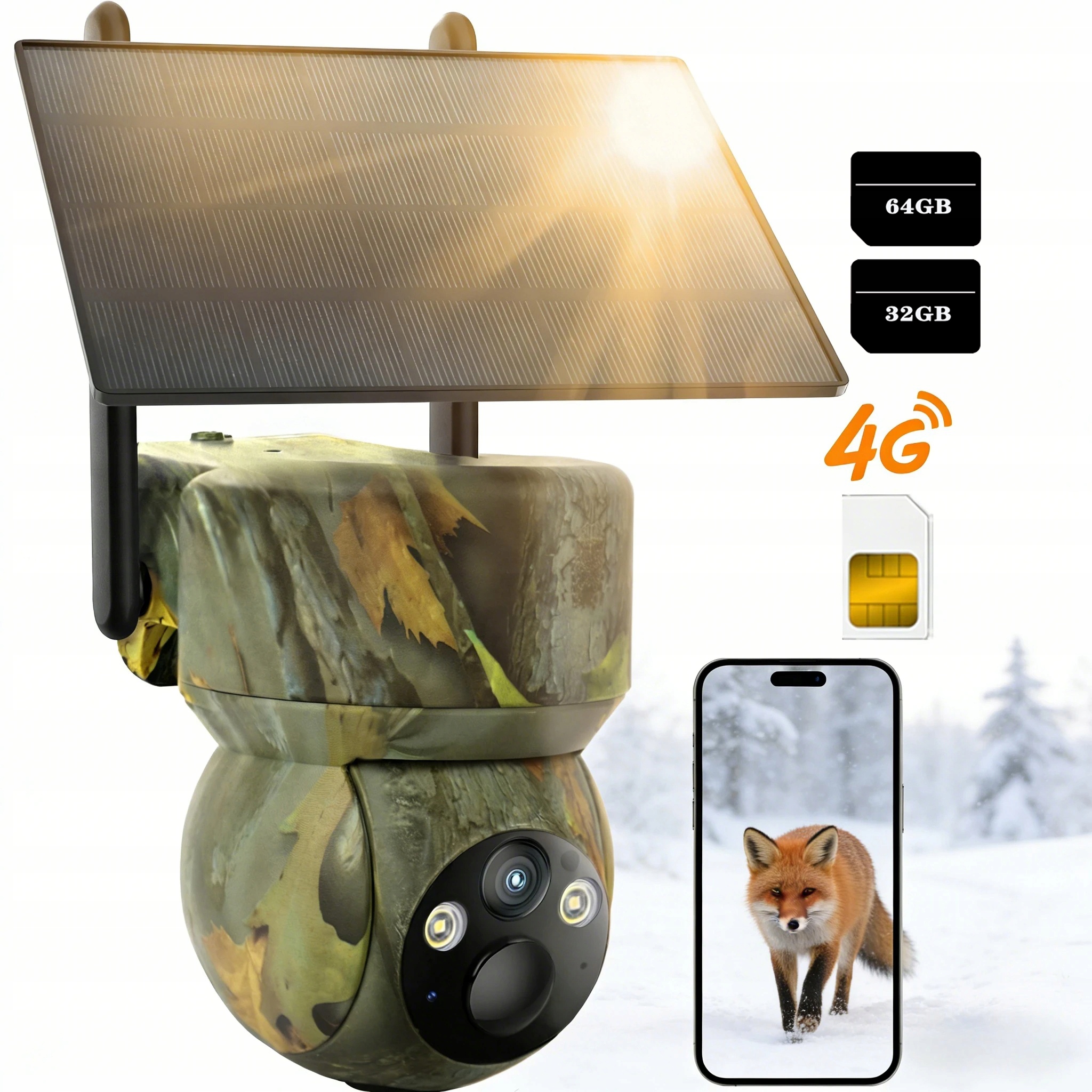 Mobilní kamera 4G Lte pro pozorování divoké zvěře Solární kamera 2K