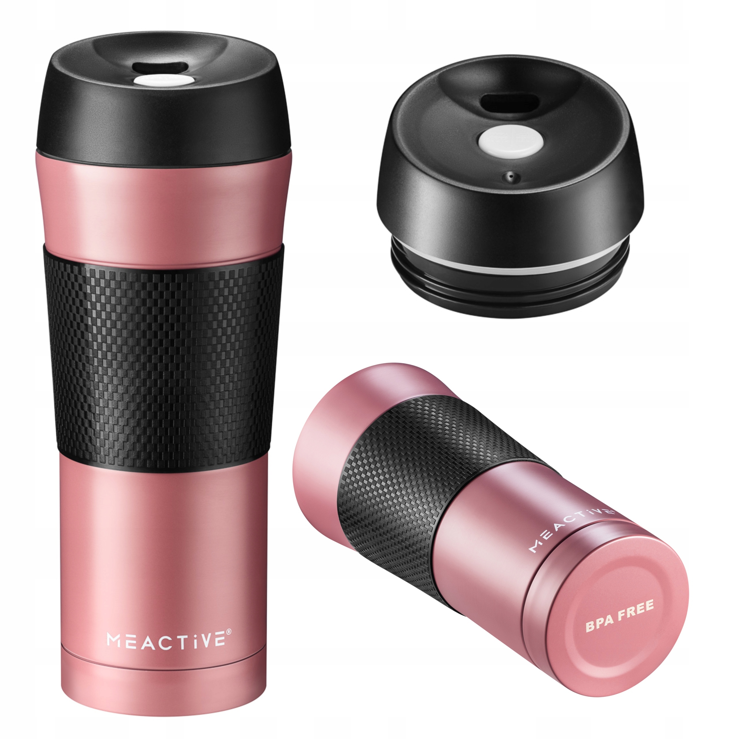 Kubek termiczny TERMOS GORĄCE NAPOJE Kawa Herbata RÓŻOWY 400ml MEACTIVE