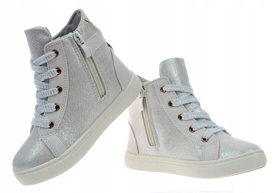 BOTKI BUTY SPORTOWE WYSOKIE TRAMPKI DZIECIĘCE 5946 roz. 33 Kolor biały