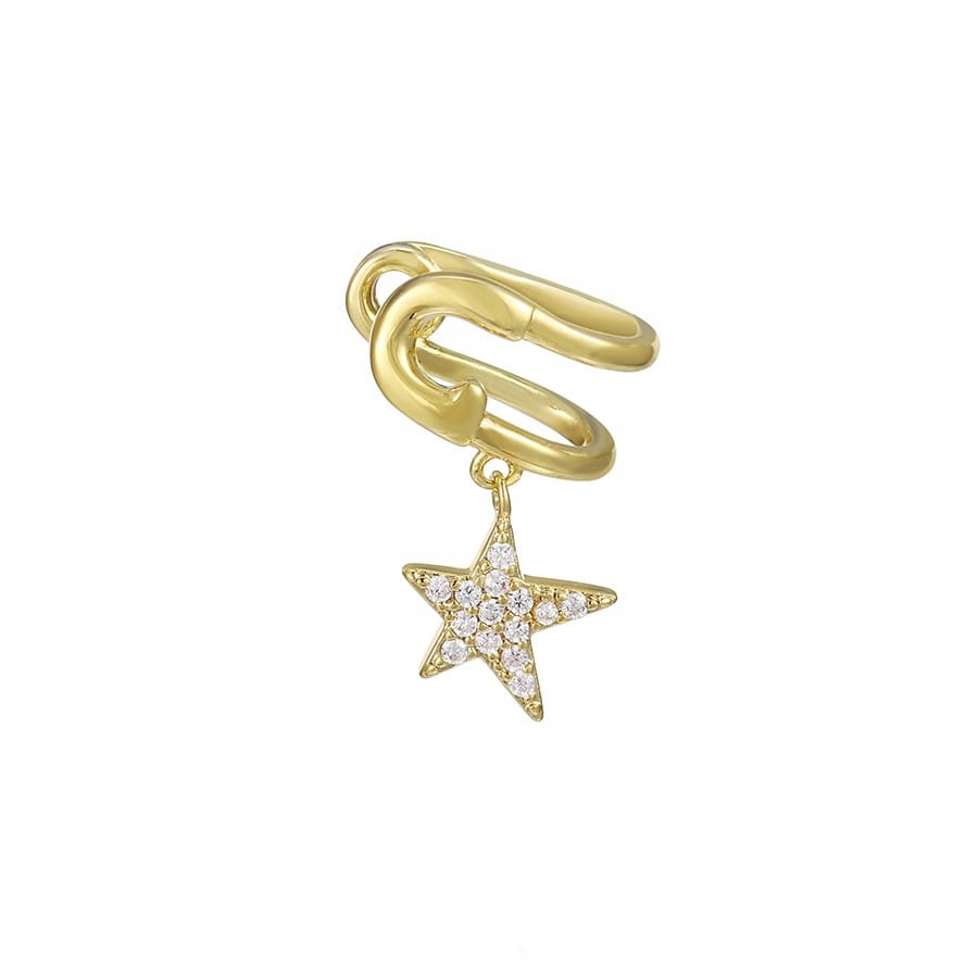 

Kolczyk nausznica stal kolor złoty star gwiazdka