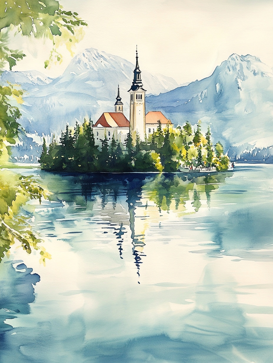 Obraz Na Plátně Canvas Krajina Slovinsko Jezero Bled Kostel Ostrov 60x80