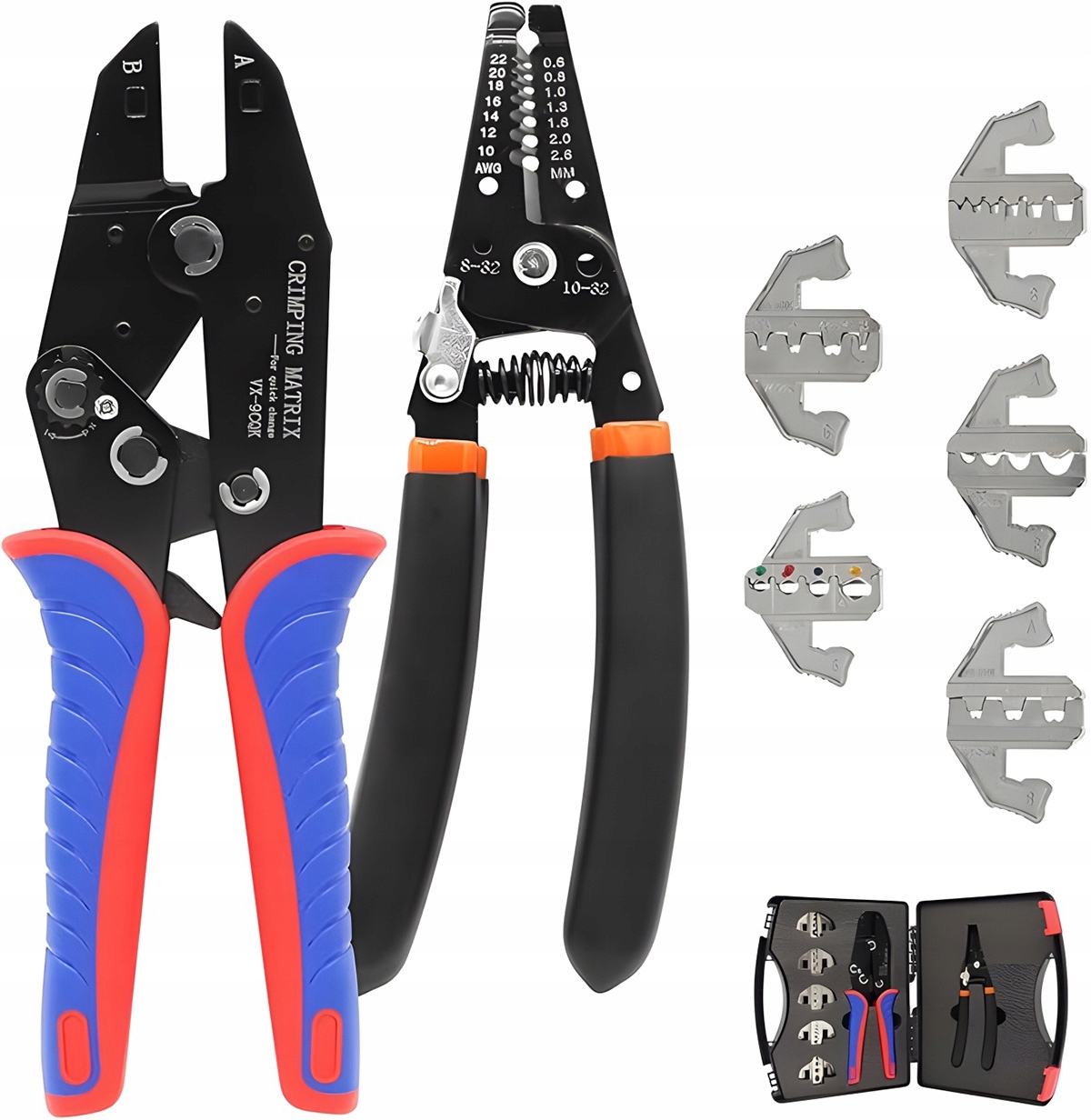 Sada 9PALCOVÝCH Kleští Na Krimpování Konektorů, 5 Matric, Kufr