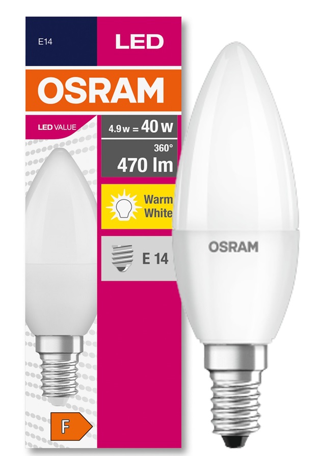 

Osram świeczka Led Value 4.9W 40W 2700K E14