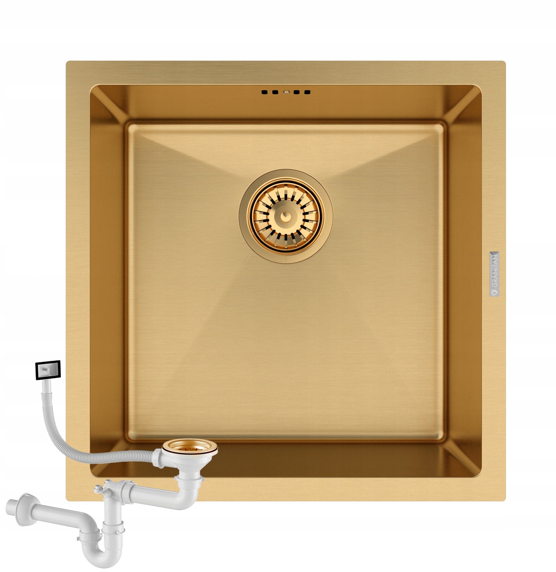 Podstavný Oceľový Drez Zlatý Pod Dosku Jednokomorový Sifón BARI44