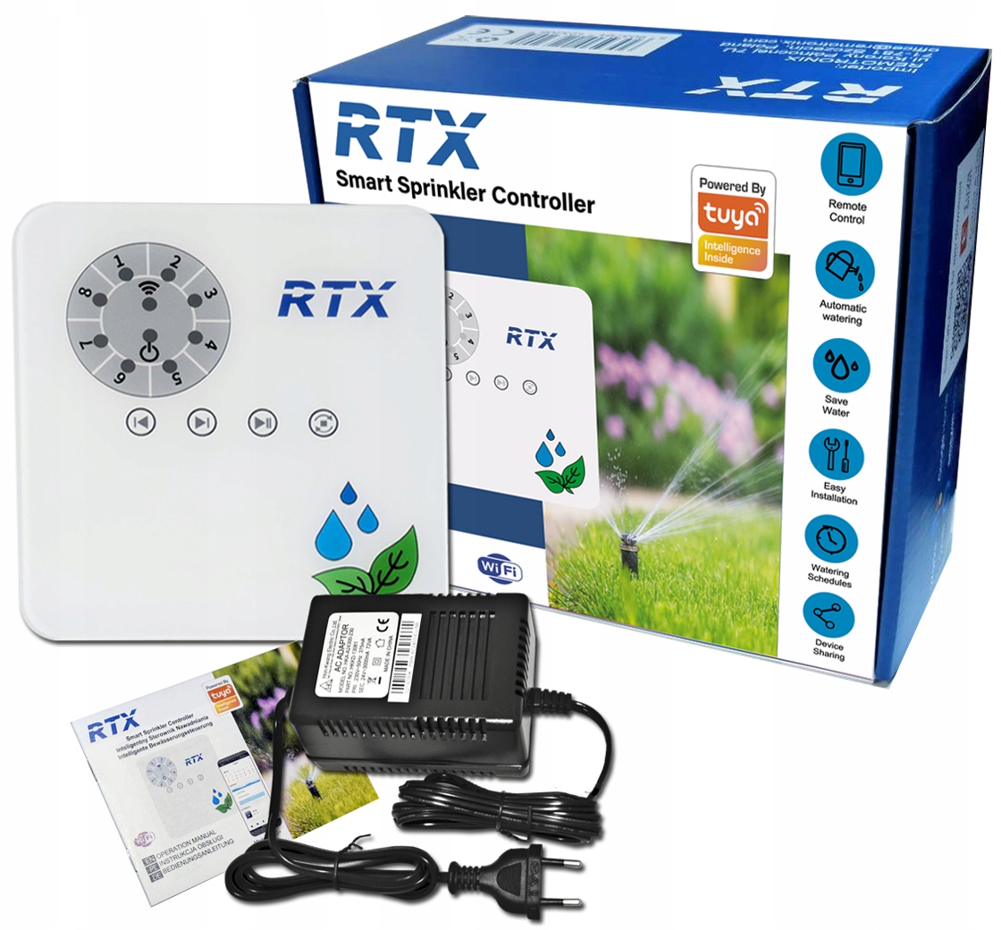 Rtx Ovládač zavlažovania záhrady 8 zón #tuya Wifi Diaľkové ovládanie