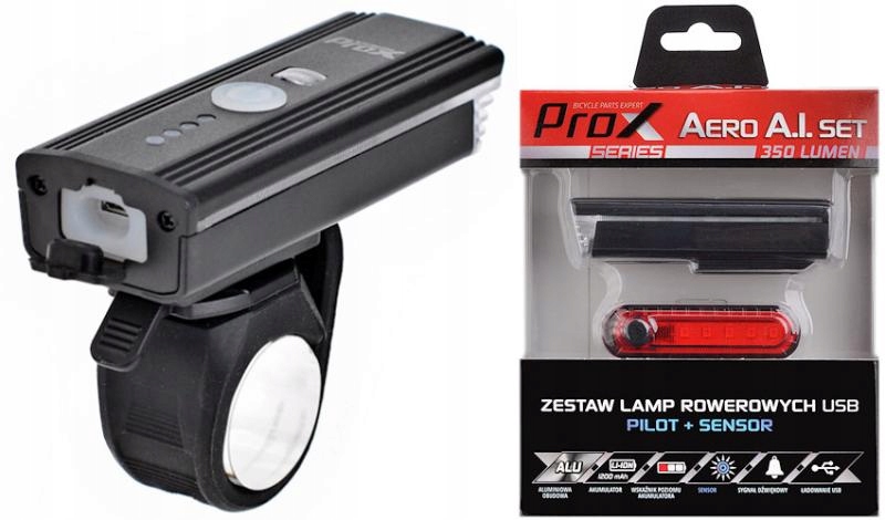 

Zestaw Lampek Rowerowych Prox Aero A.i. +dzwonek