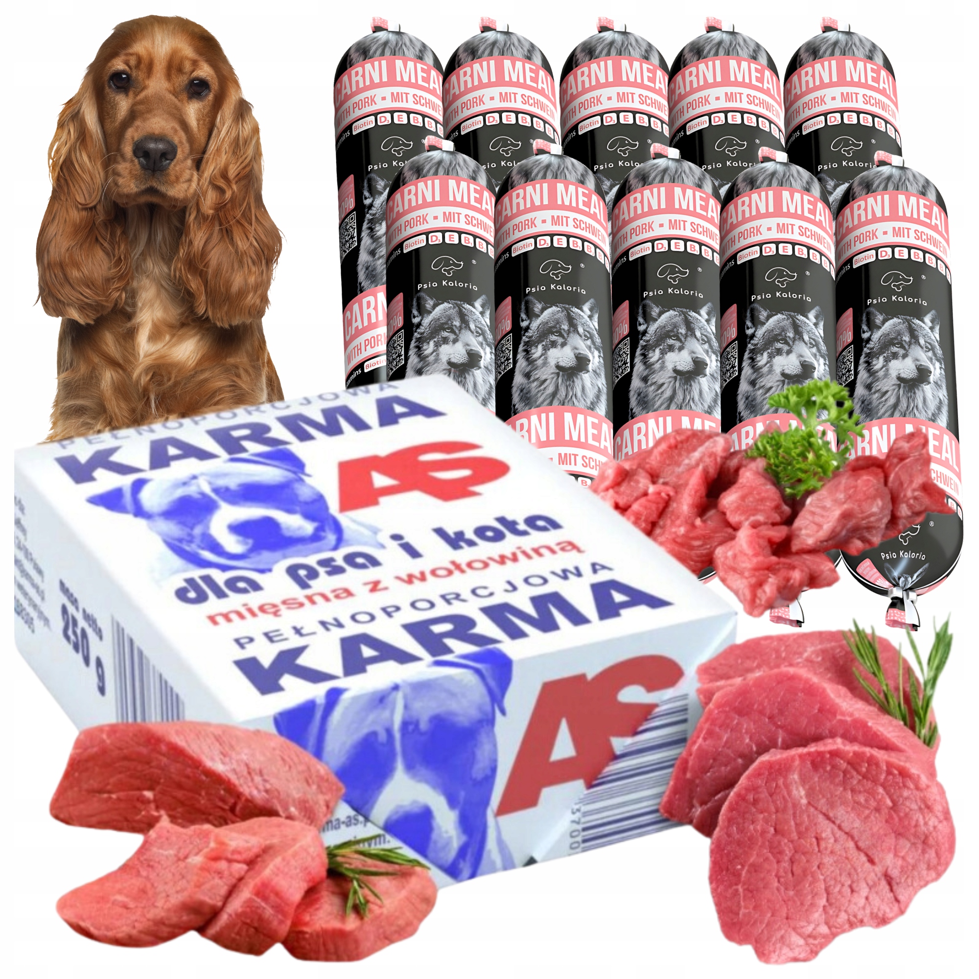 Karma dla Psa Mięso Mrożone Wołowe Bez Kości As 10kg Barf Baton 10kg
