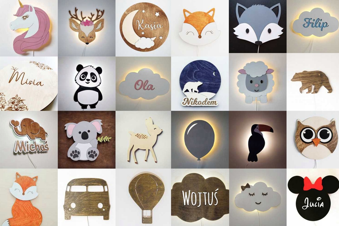 Lampka nocna LED z imieniem dziecka CHMURKA, pokój dziecka Rodzaj gwintu zintegrowane źródło LED