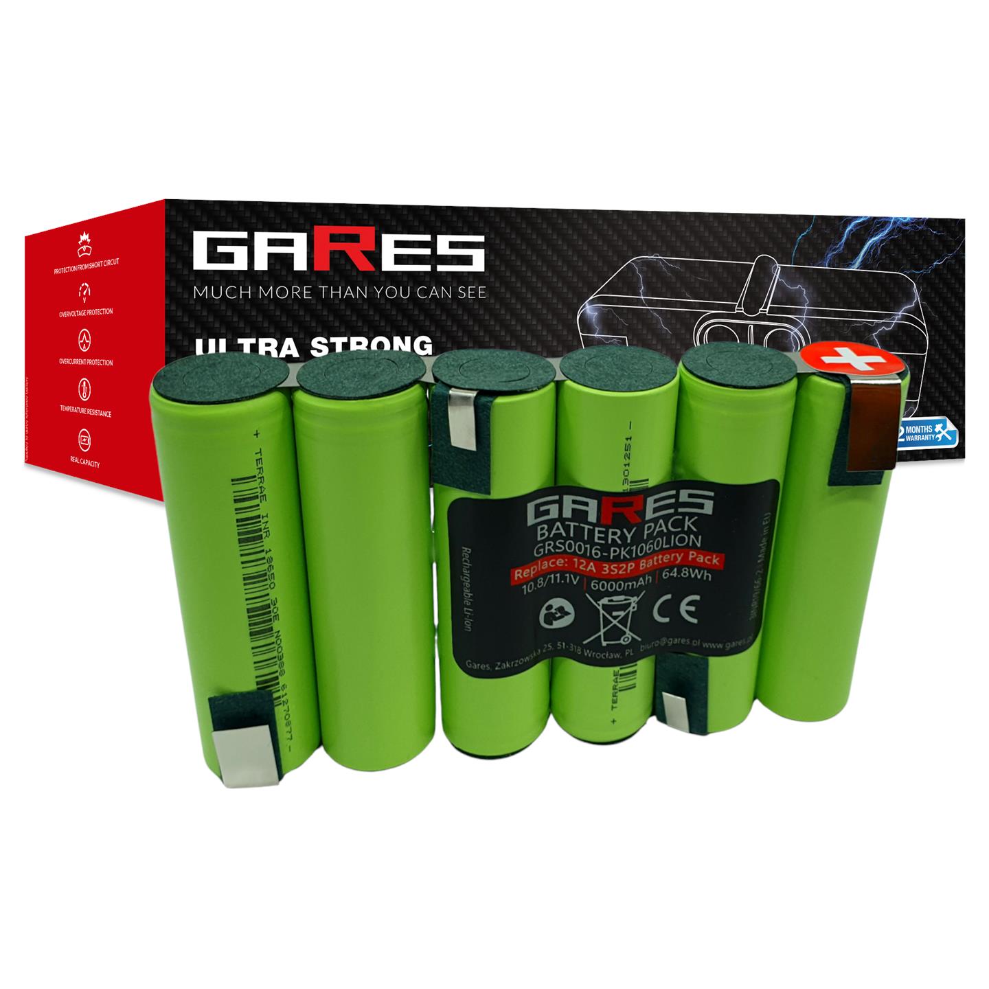 Baterie Akumulátor – články s destičkami pro montáž 3S2P 10,8V 6,0Ah 12A