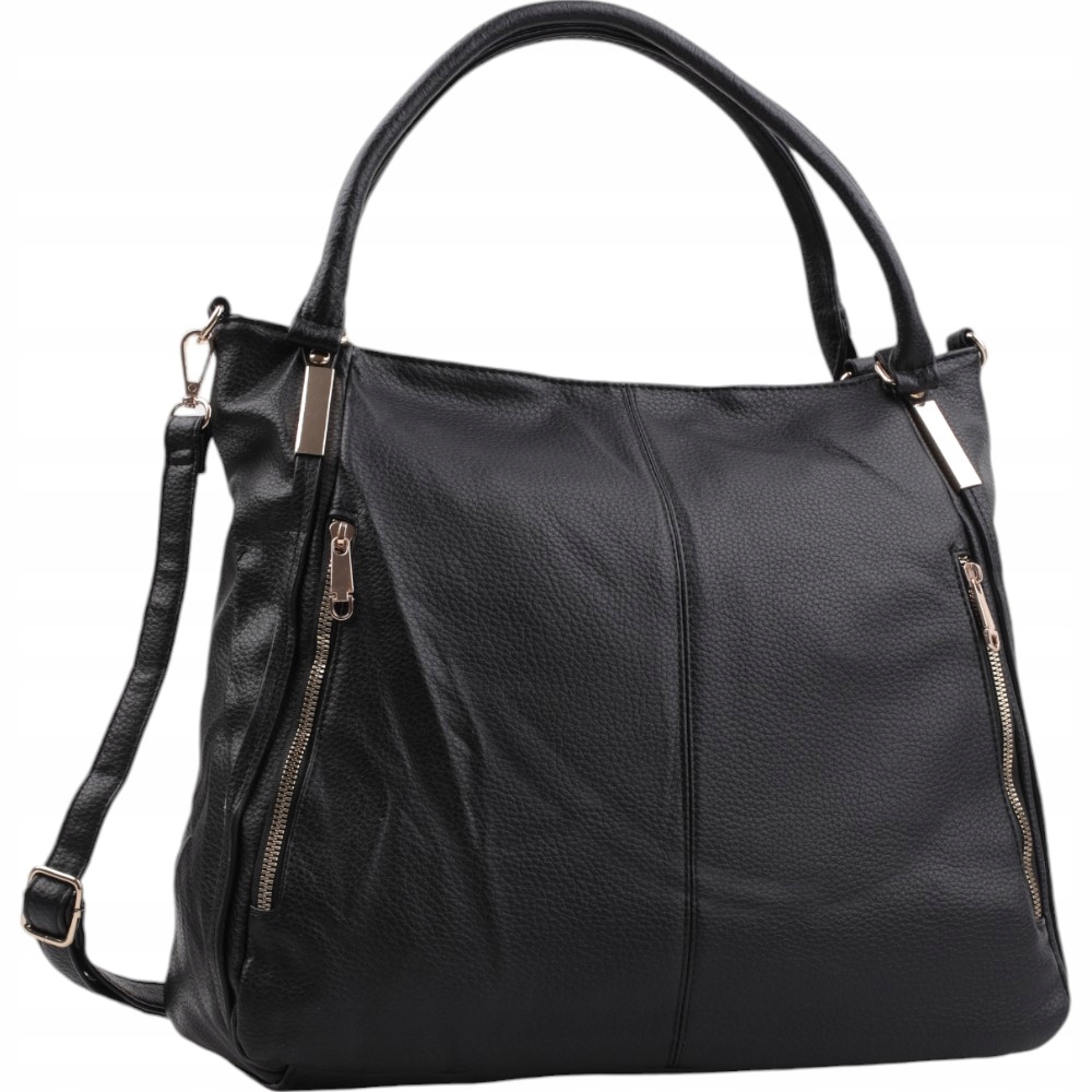 Torebka damska shopper na ramię miejskie torebki klasyczne pojemne czarne