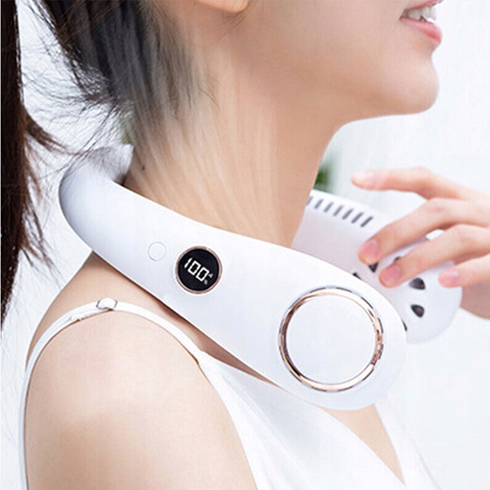 WENTYLATOR NA SZYJĘ PRZENOŚNY Z LED WYLOT POWIETRZA 360 3 PRĘDKOŚCI Moc 2.5 W