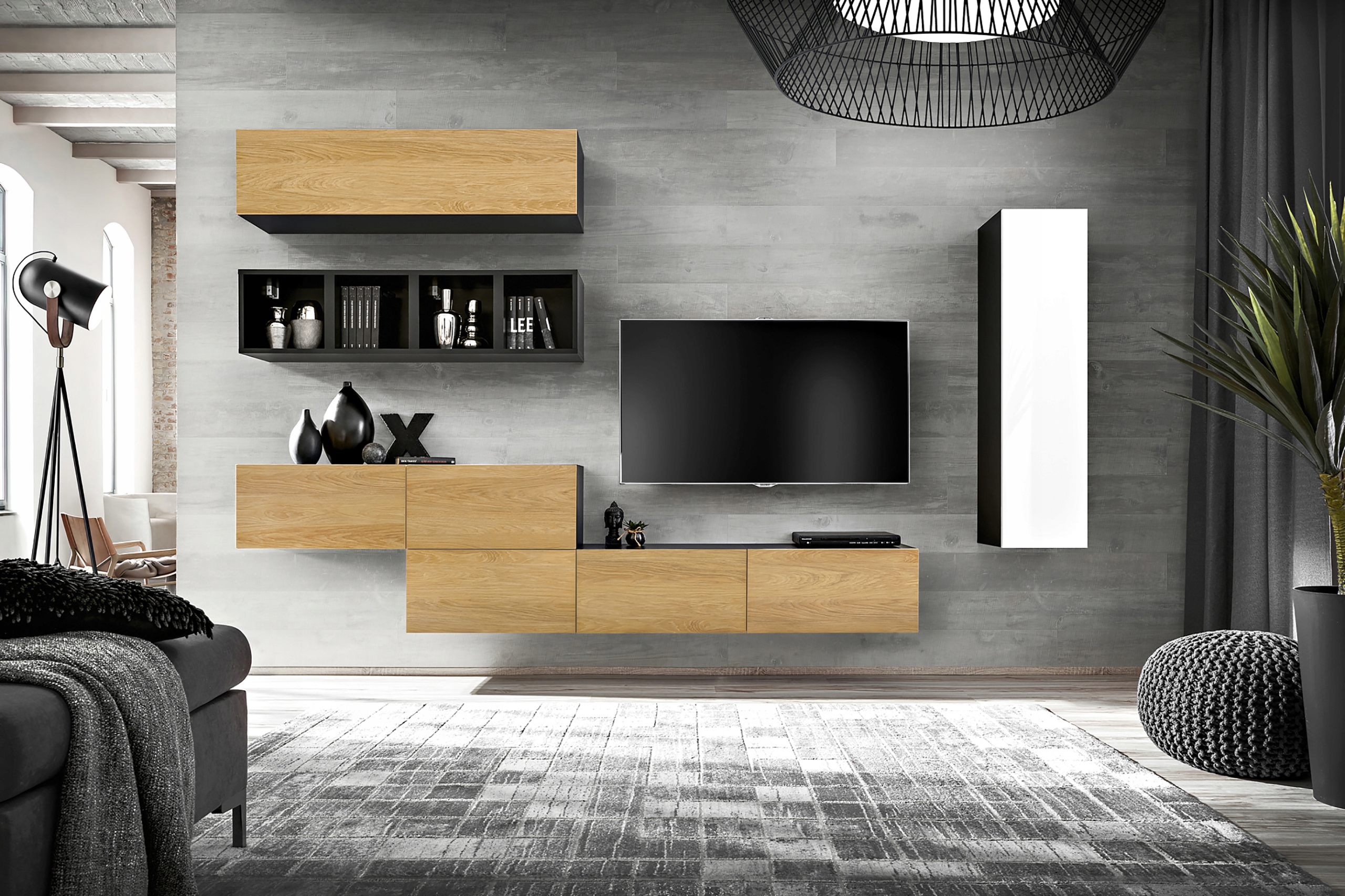 Meble do Salonu Nowoczesne modułowe czarny połysk Marka bez marki