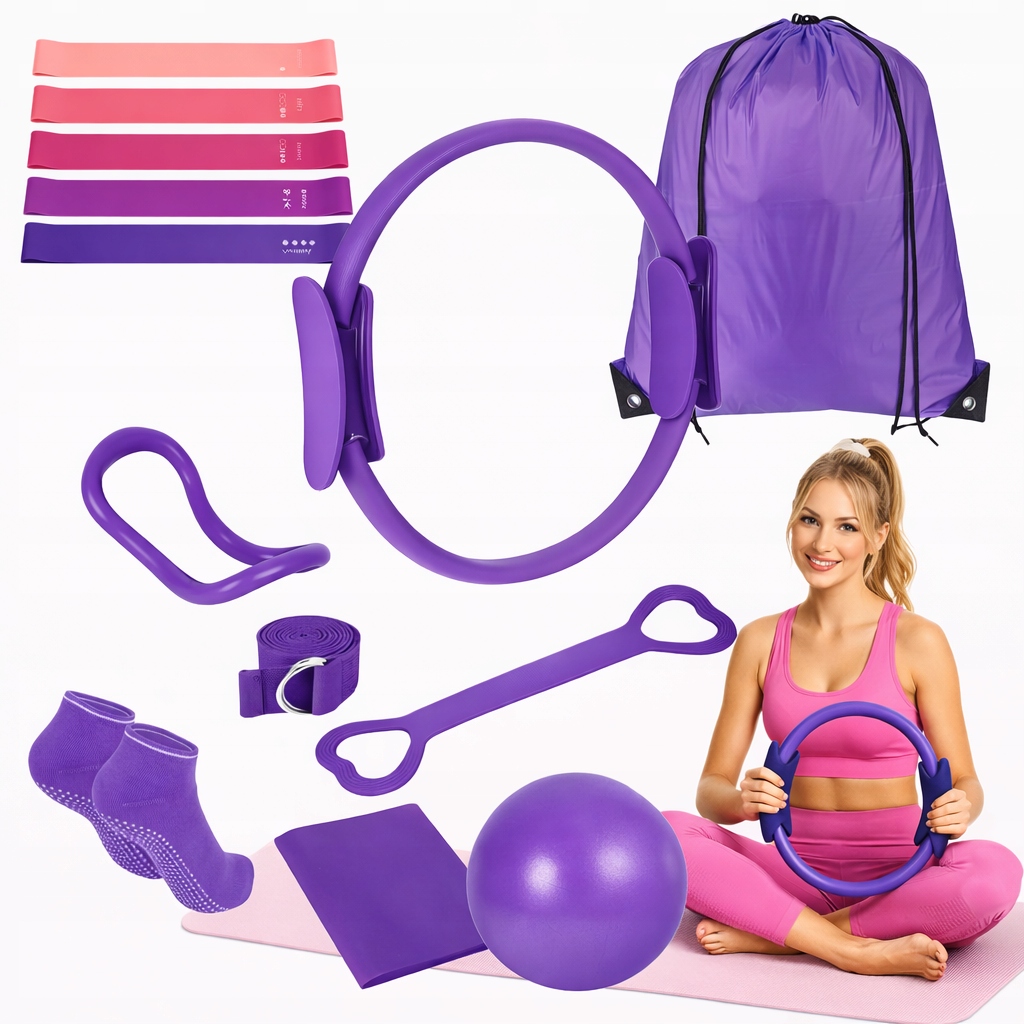 Zestaw Pilates Do Jogi Fitness 13W1 Kółko Gumy Piłka Torba