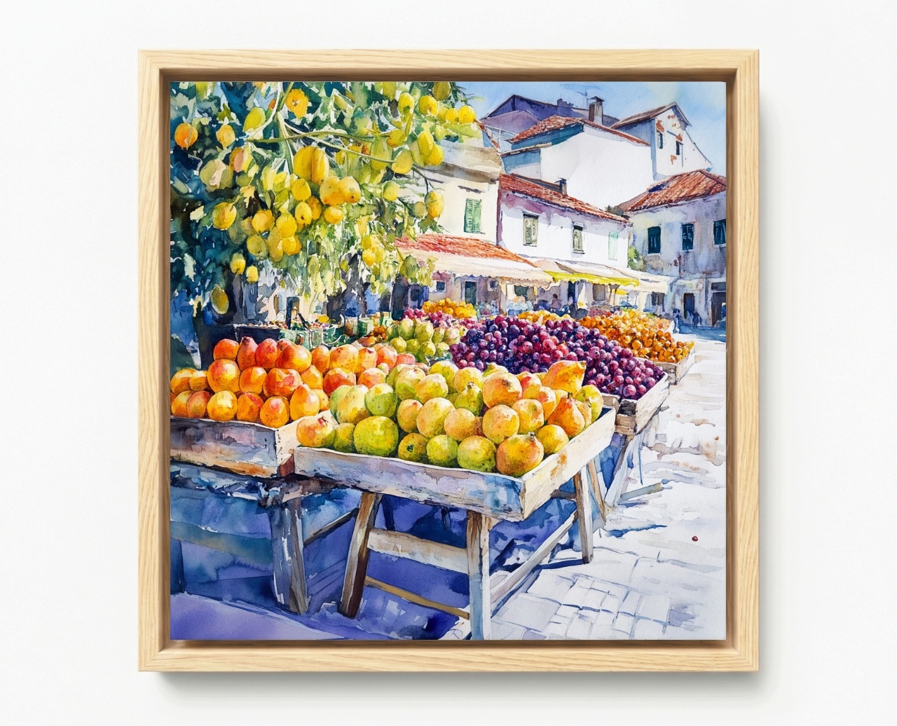 Obraz Rám American Box Město Náměstí Trh Ovoce Zelenina Obchod Nakupování 60x60