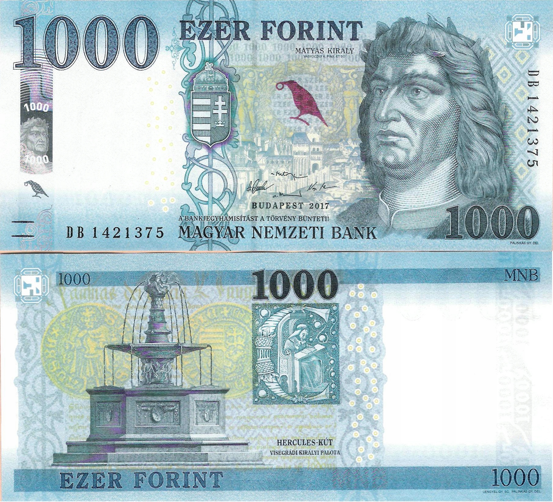 Венгрия 2017-1000 forint-Pick 203 UNC