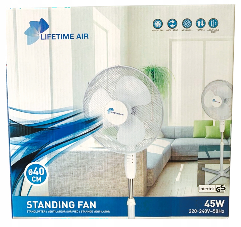 WENTYLATOR WIATRAK STOJĄCY PODŁOGOWY ŚREDNICA 40cm MOC 45W 128cm Rodzaj wentylatora podłogowy