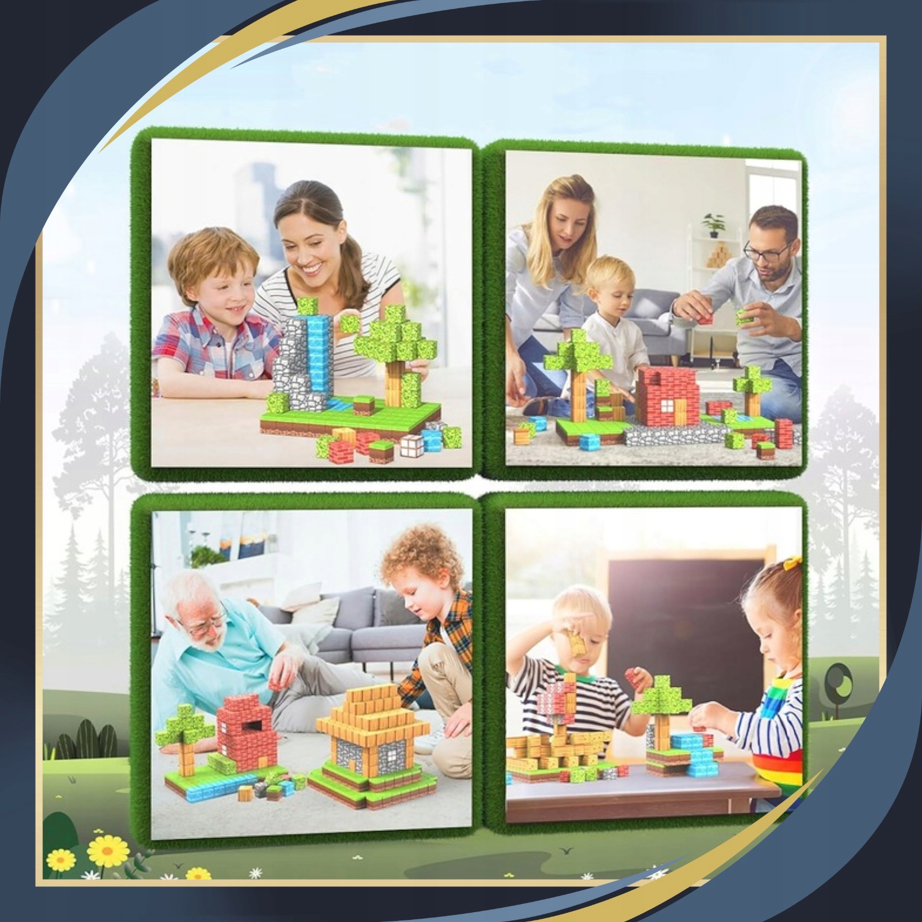 MAGNETINIAI KALADĖLIAI Kubai Pikseliai Vaikams 200 KALADĖLIŲ + 6 ŽMONĖMS Vaiko amžius nuo 6 metų