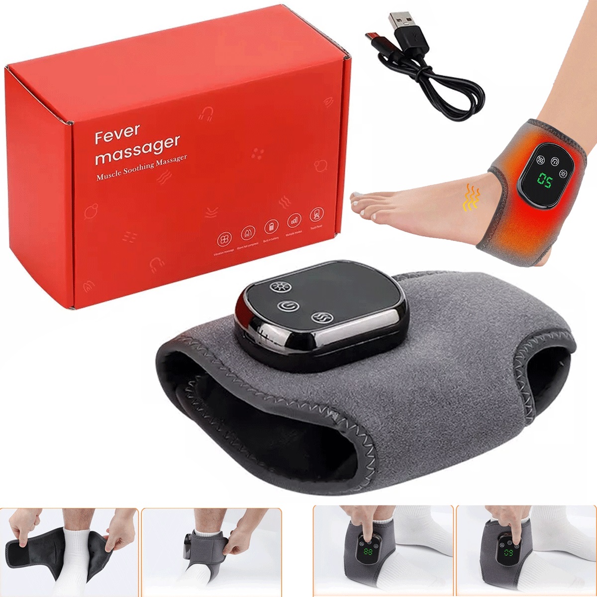 Masażer stawu skokowego 5 temperatur 3 tryby wibracji z timerem 30 min