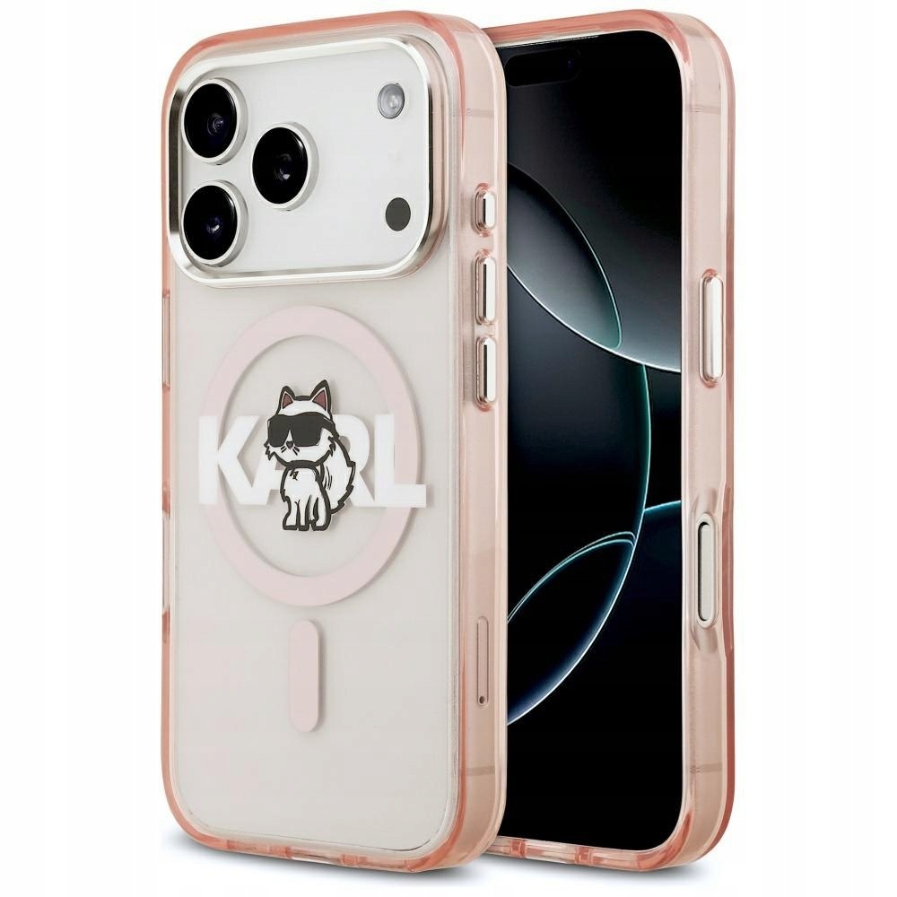 Etui Karl Lagerfeld IML Choupette Sketch Logo MagSafe do iPhone 17 Pro różo