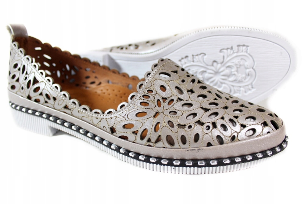 Półbuty Ravini 2025 R.38 Skóra Beż Lico Ażurowe Długość wkładki 24.7 cm