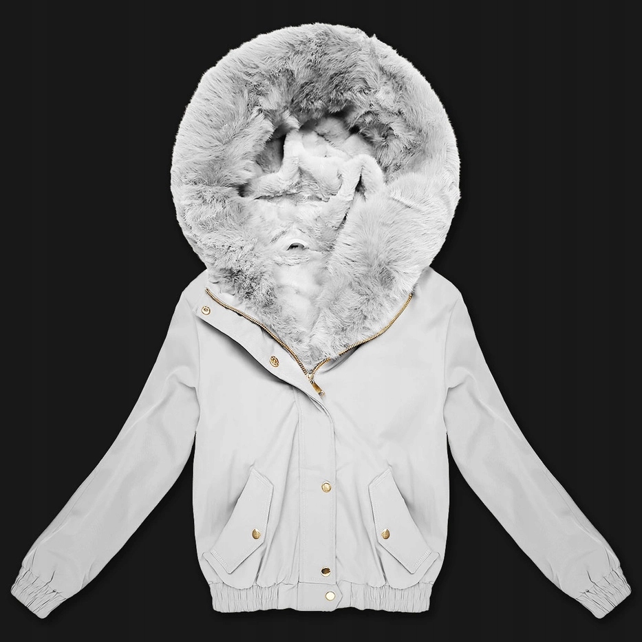 Bunda S Kožešinou B8506 Zlomená Bílá XL (42)