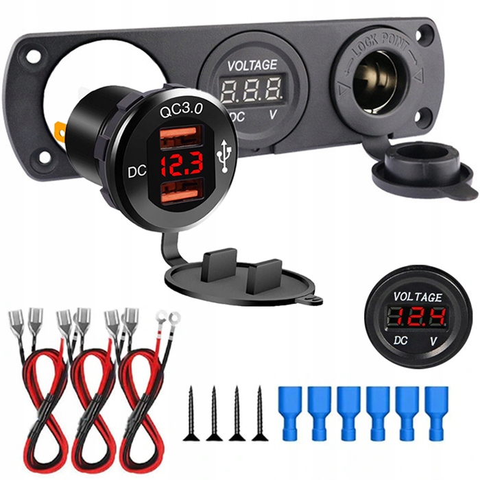 CU9 - Зарядное устройство адаптер питания QC 3.0 вольтметр 2x USB 3.4 A