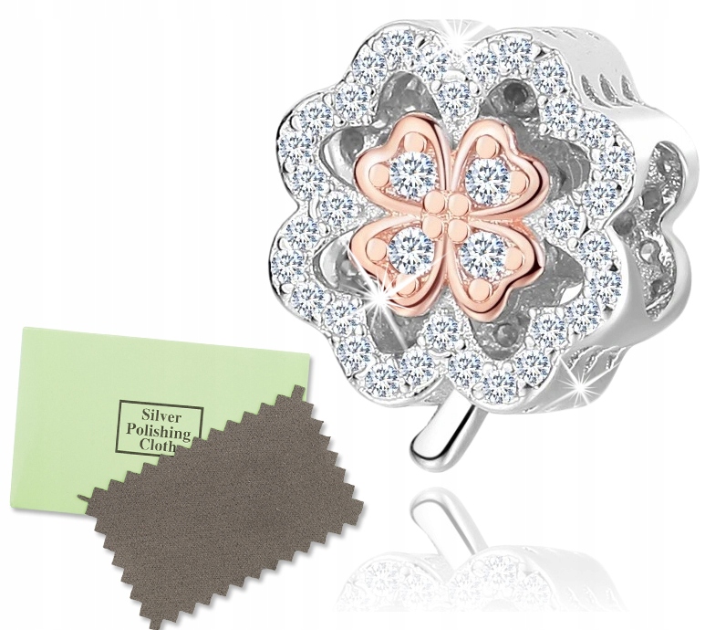 

Charms Srebrny Serce 925 Zawieszka Koniczyna Beads