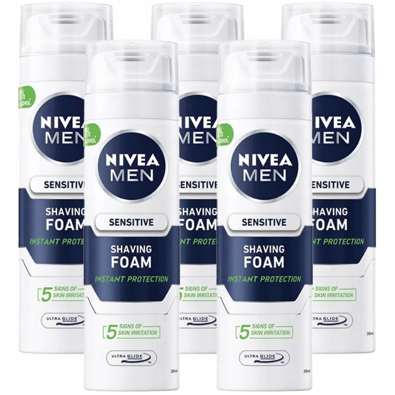 5 x Nivea Men Sensitve Zklidňující pěna na holení pro citlivou pokožku 200 Ml