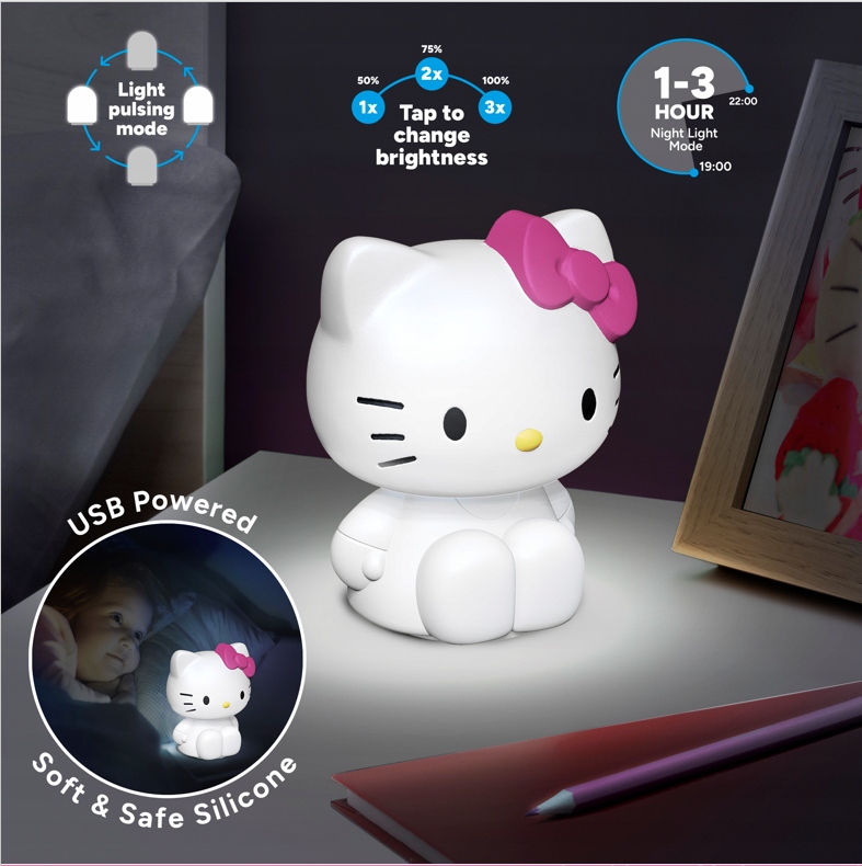 Hello Kitty Silikonová lampička „SquishyGlo“ s akumulátorem 18 cm