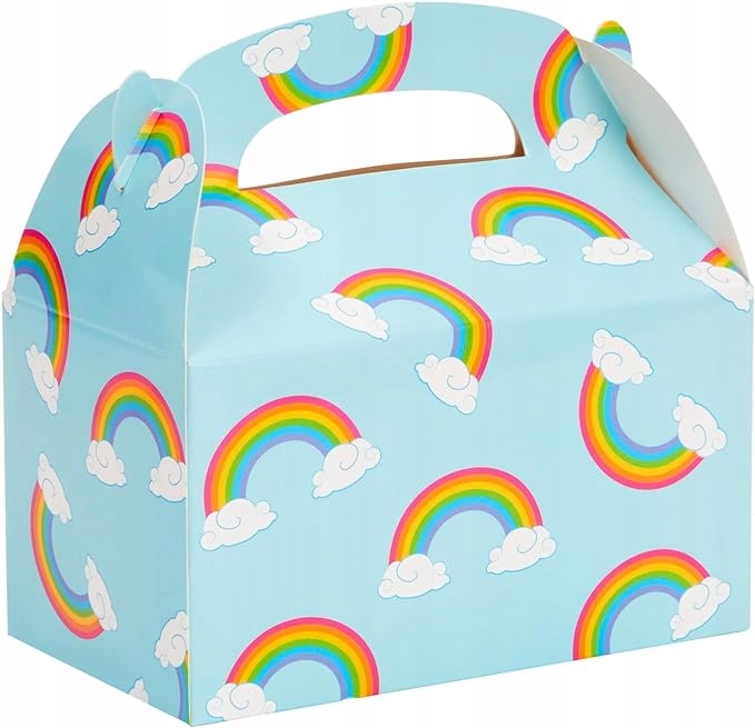 L27. Pudełko na imprezę Blue Panda z tęczą baby shower (zestaw, 21 sztuki)