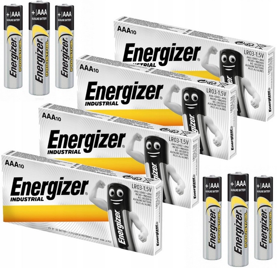 

40x Mocna Bateria Energizer Industrial LR03 R3 Aaa