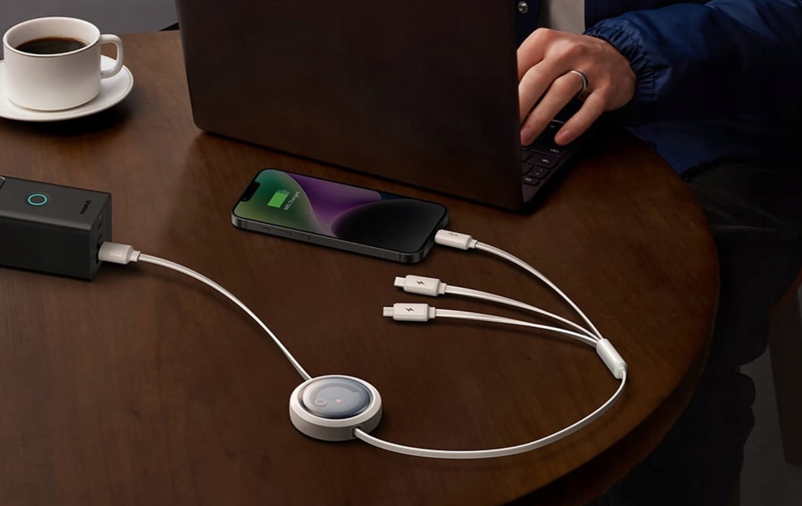 Kabel BASEUS Free2Draw USB-A-microUSB/Lightning/USB-C 1.1m (biały) Złącza USB - USB typ C / microUSB / Lightning