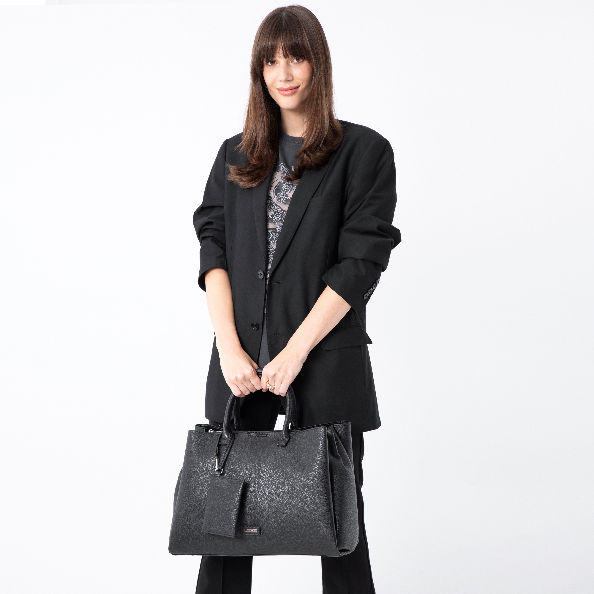 WITTCHEN torebka kuferek z ekoskóry czarna Wzór dominujący bez wzoru