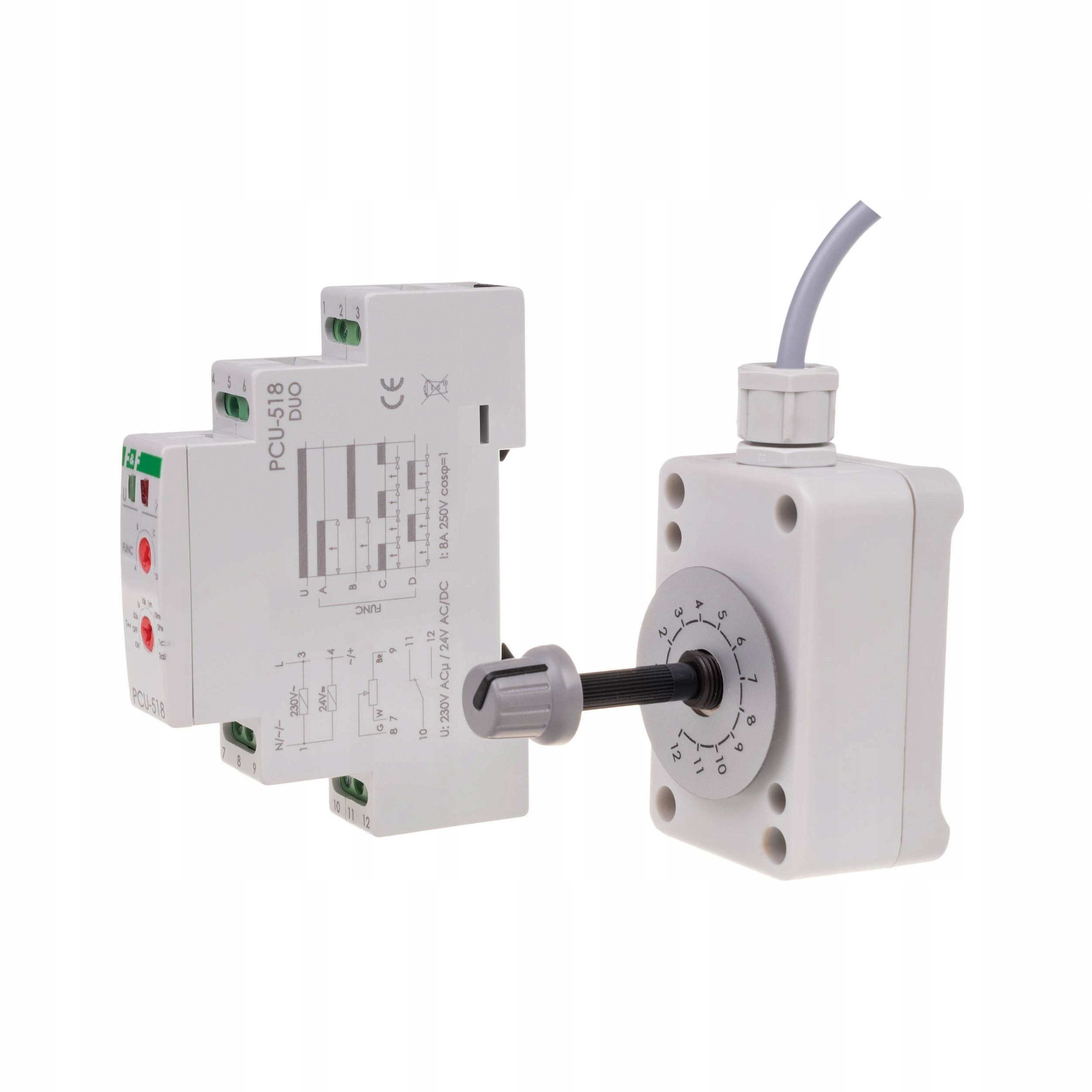 Časové relé s externím nastavovačem 230V 8A Din F&f PCU-518DUO