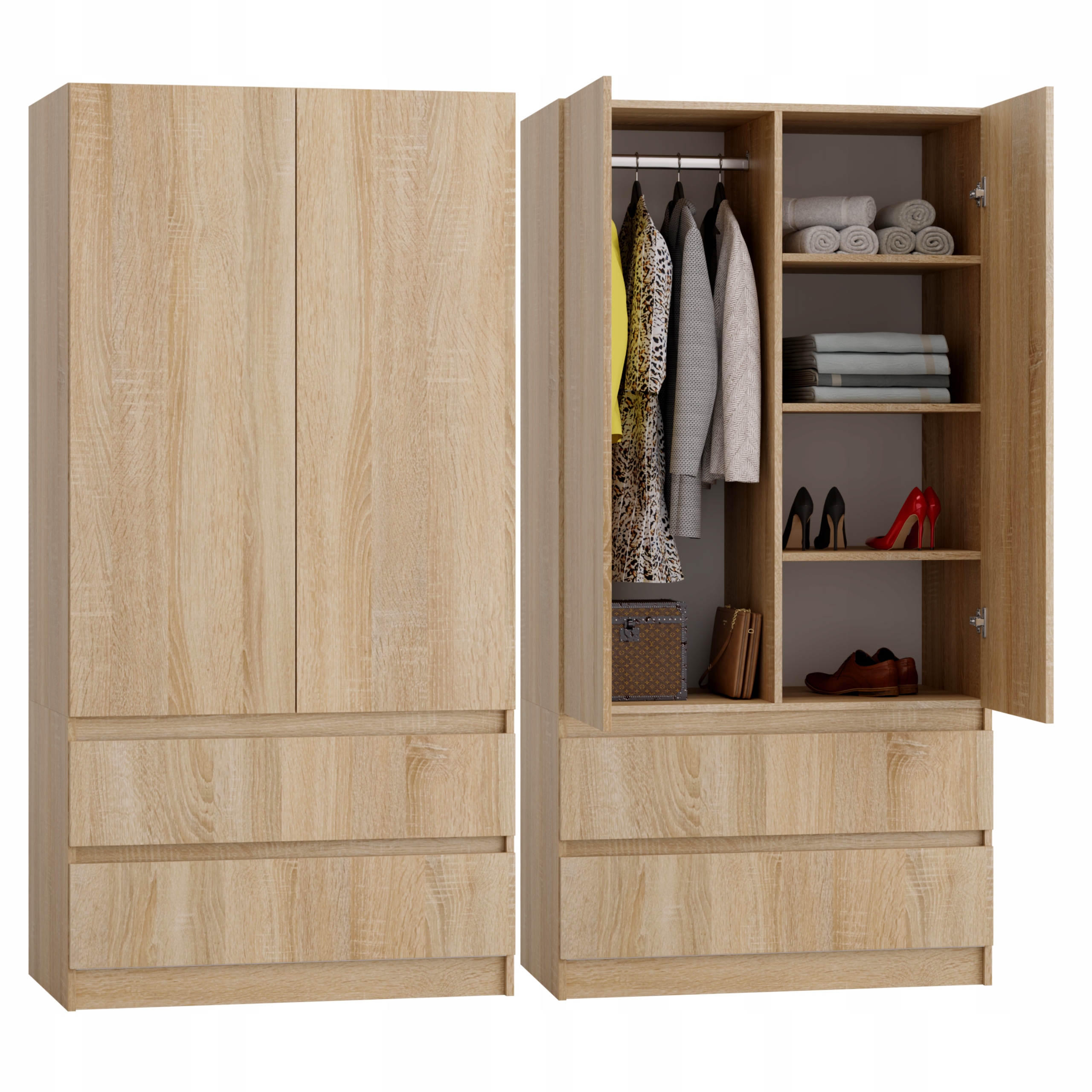 Skříň Otevíratelná 2 Zásuvky Moderní 90 cm