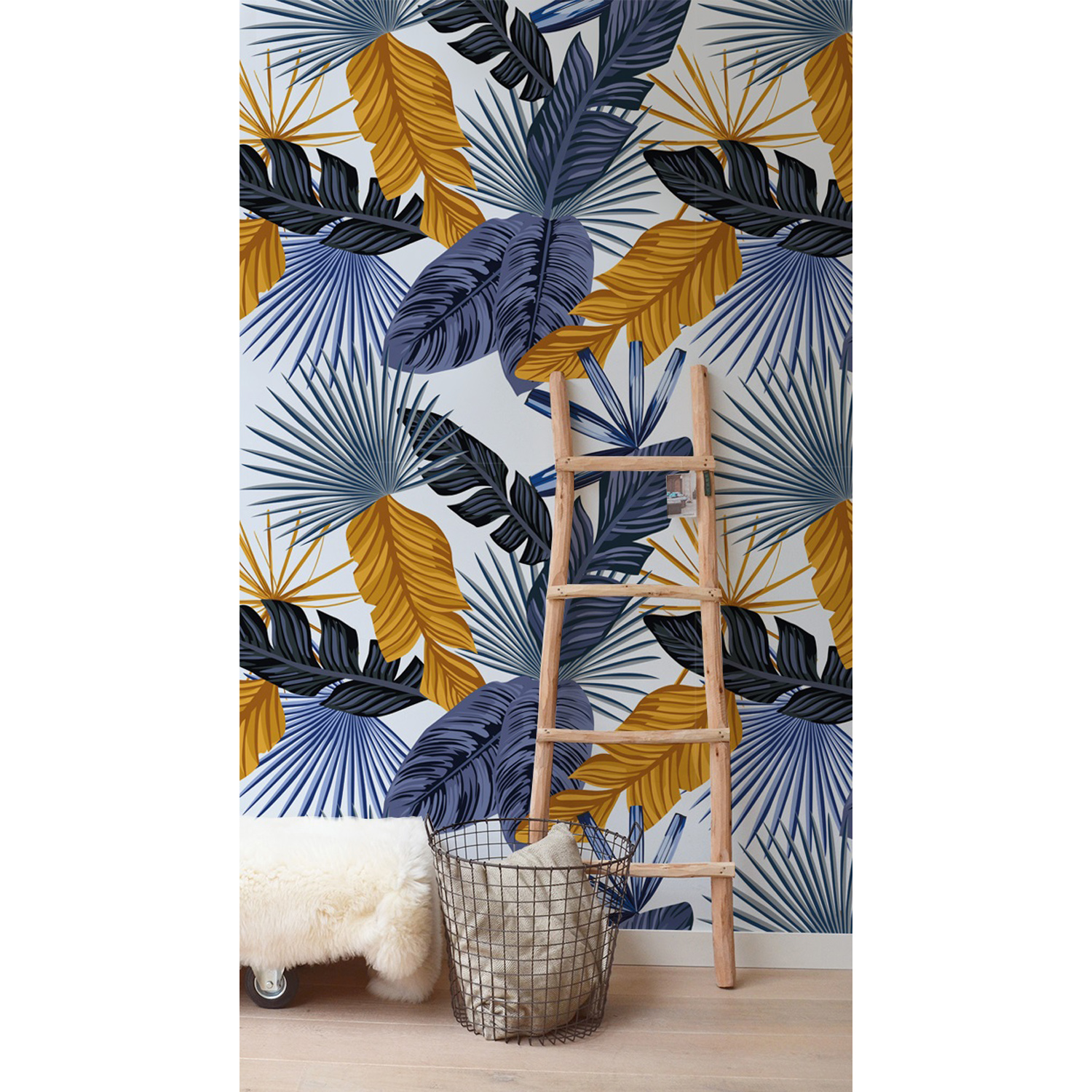 

Tapeta ścienna Niebieskie liście palmowe 312x219cm