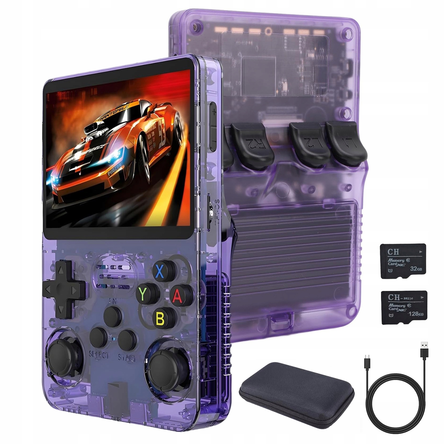 KONSOLA PRZENOŚNA R36S DO GIER RETRO 21000 GIER 128G+32G 3.5'' IPS LINUX