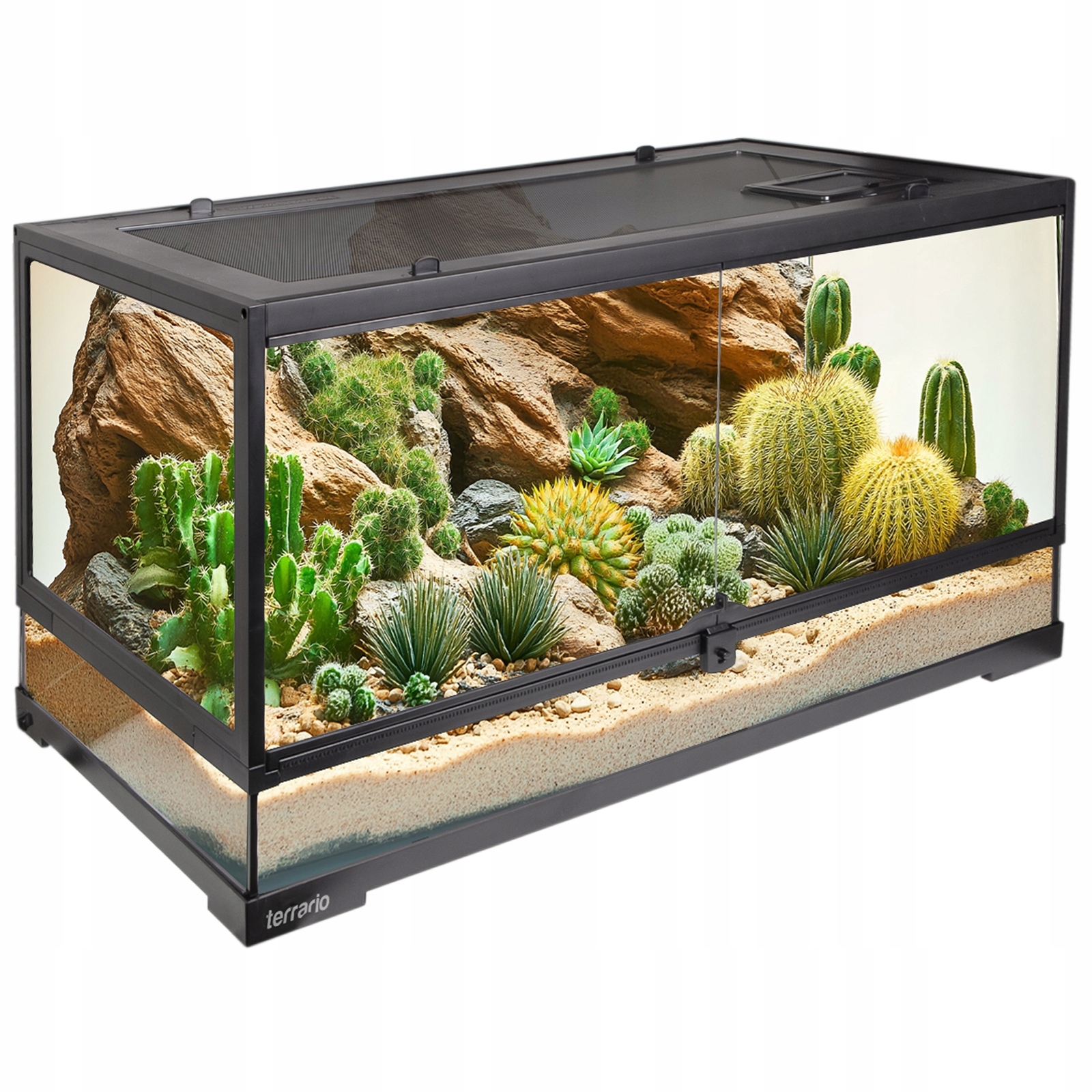 Levně Terárium Pro Gekona Hada Agamy Vousaté Široké Skleněné Terrario 90x45x45