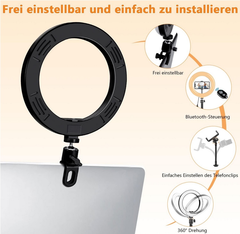 LAMPA PIERŚCIENIOWA LED RING MAKIJAŻ STATYW SELFIE Zestaw Pilot Przyciemia Źródło światła LED