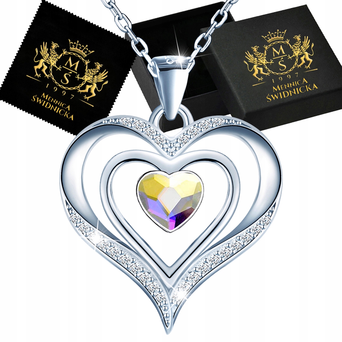 Stříbrný náhrdelník Stříbro 925 Přívěsek Přívěsek Srdce jako Dárek pro maminku