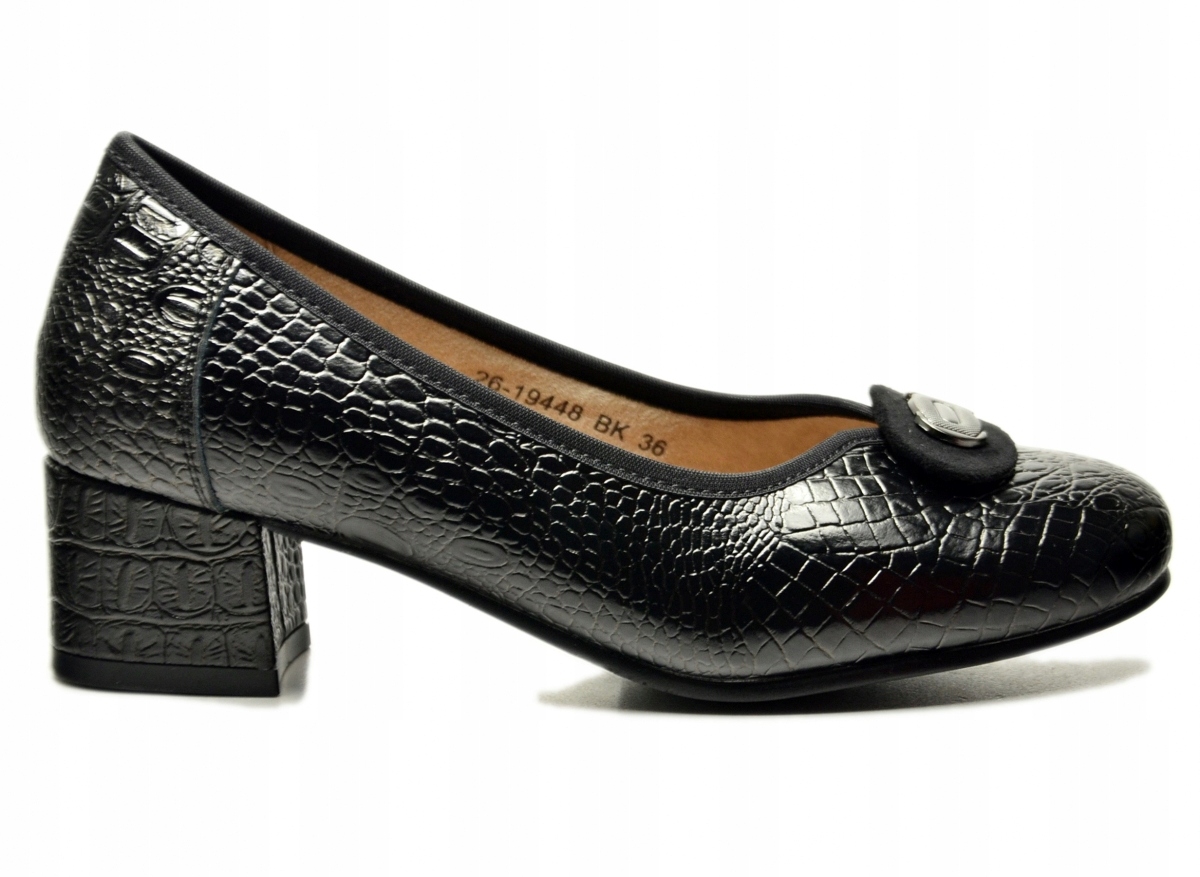 Czółenka czarne 37 skóra Potocki 19448 na obcasie skórzane damskie