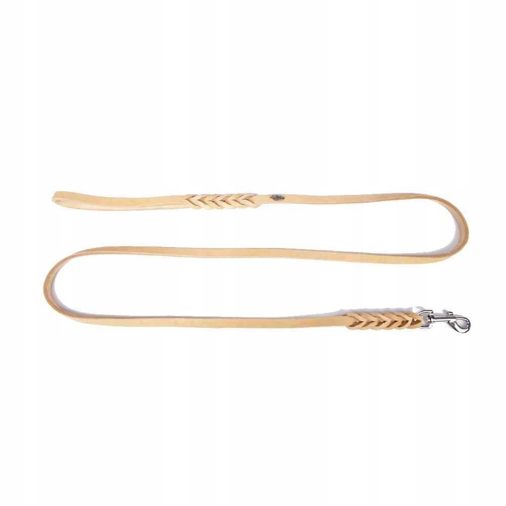 Smycz miejska skórzana Dingo Soft 0,8 x 230 cm beżowa dla psa na spacer