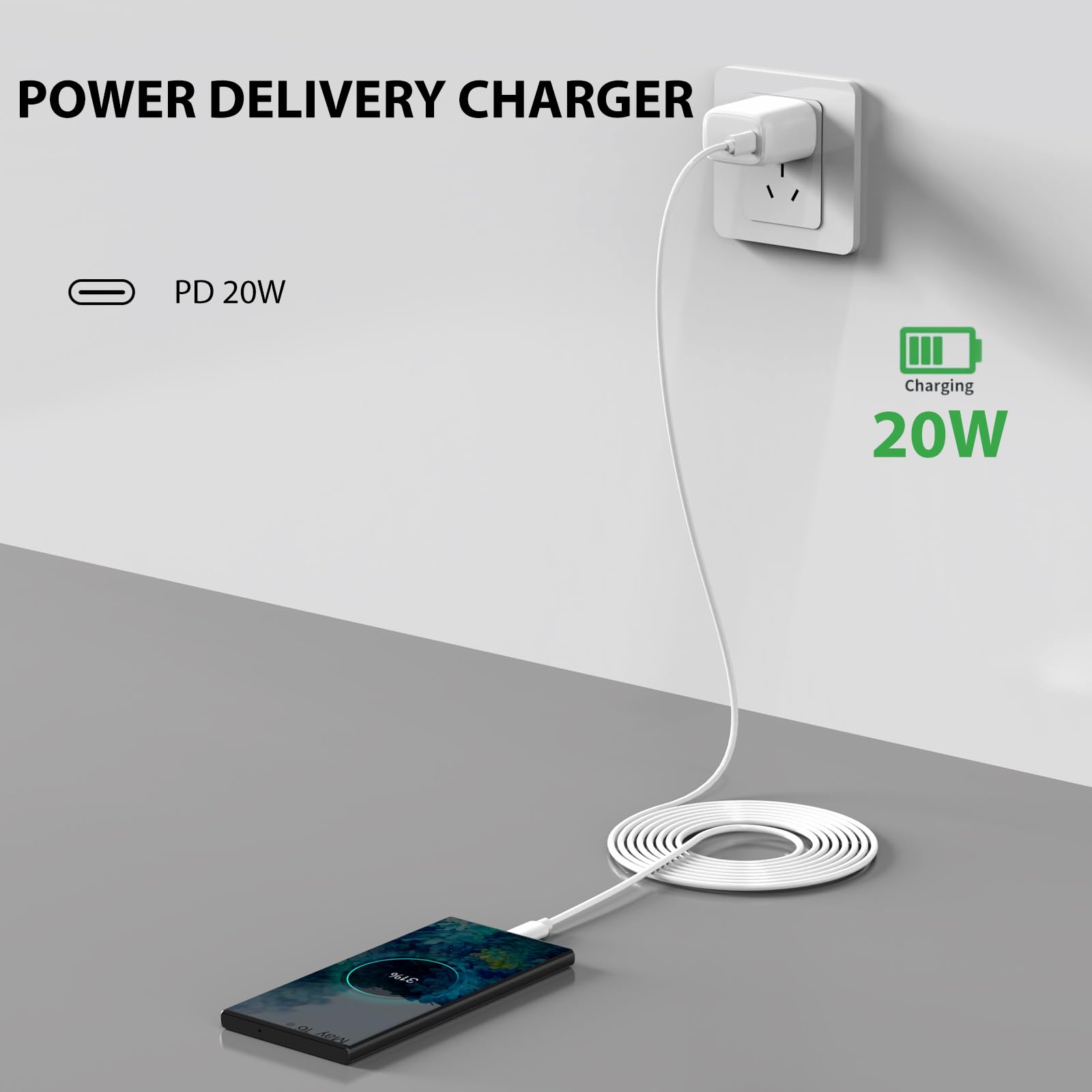 QACKENM USB C Ładowarka 20W Szybka Do iPhone iPad AirPods — miniatura 3