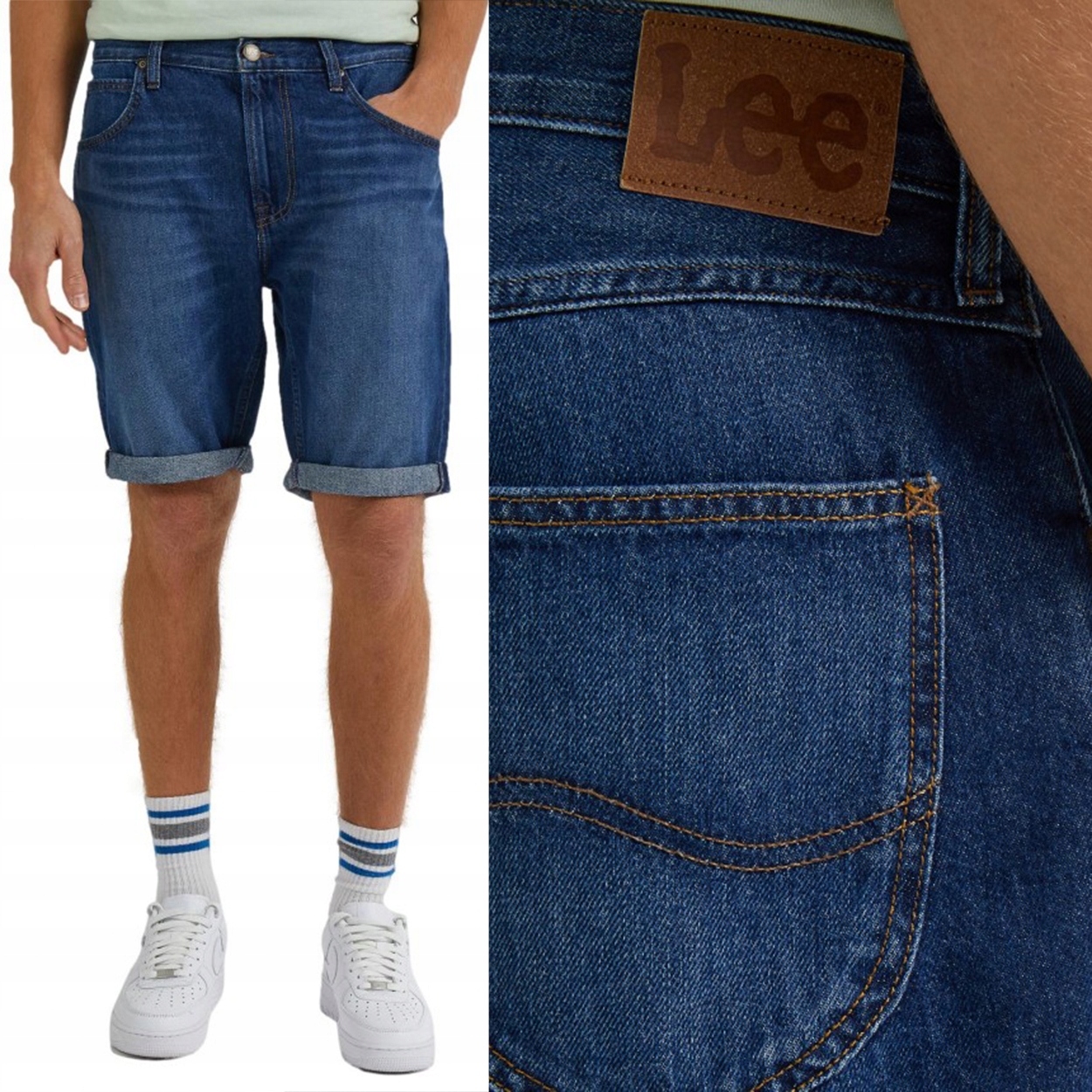 Lee 5 Pocket Short Vcr Dark Worn Krátké Kraťasy Džíny Bez Streče W31