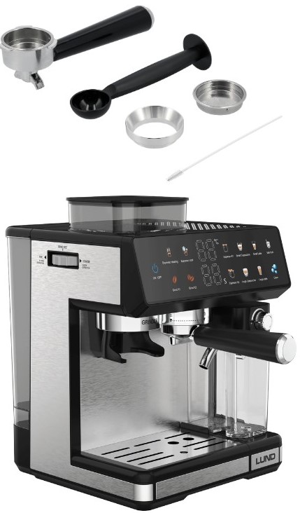 Pákový Espresso Kávovar S Napeňovačom A Mlynčekom 1350W Lund 68501