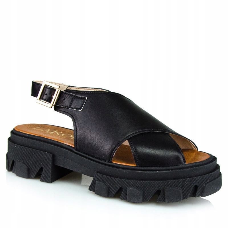 

LaRoni E018 Sandały Klapki Skóra Lico Czarne