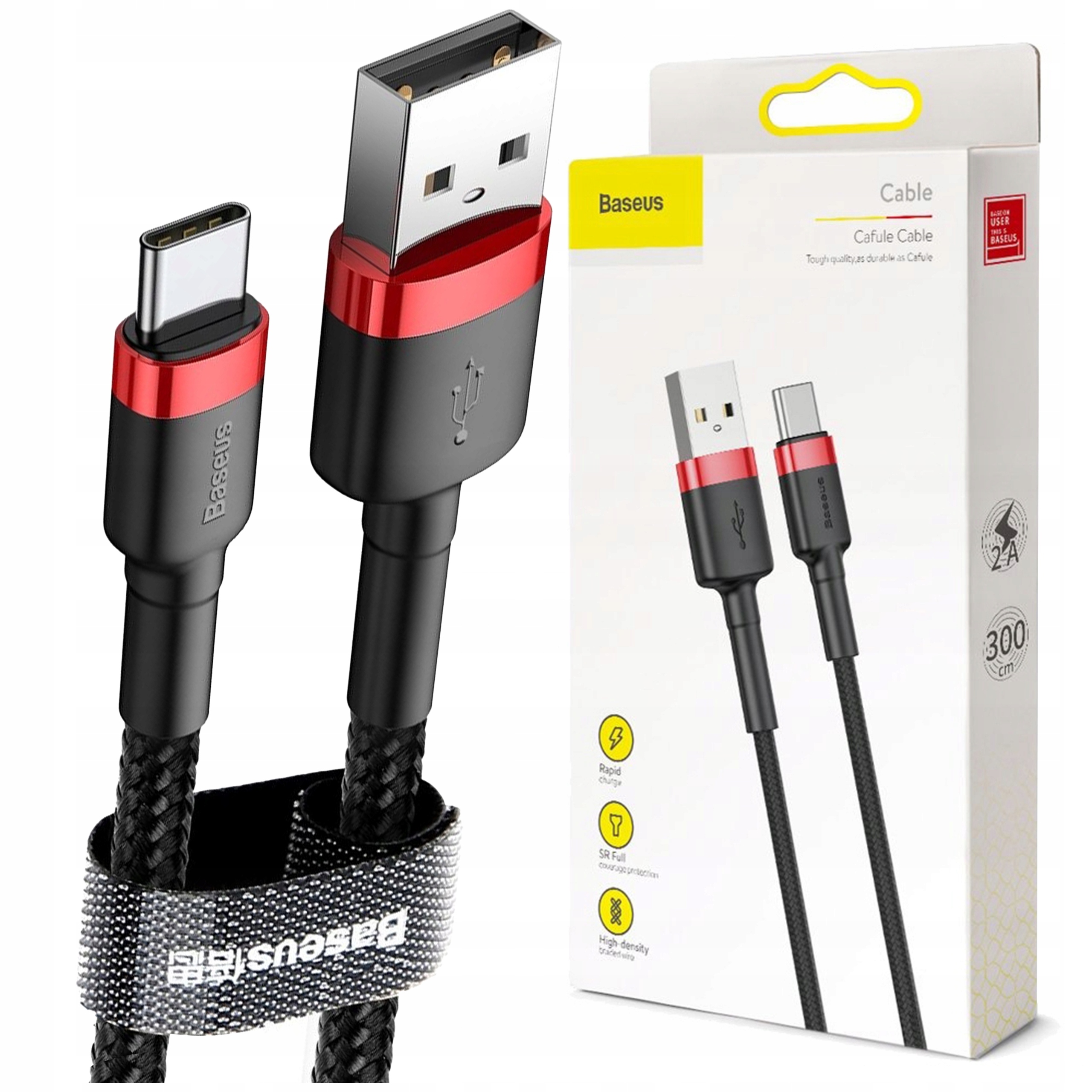 Кабель Baseus USB-USB Type C 3 м Черный